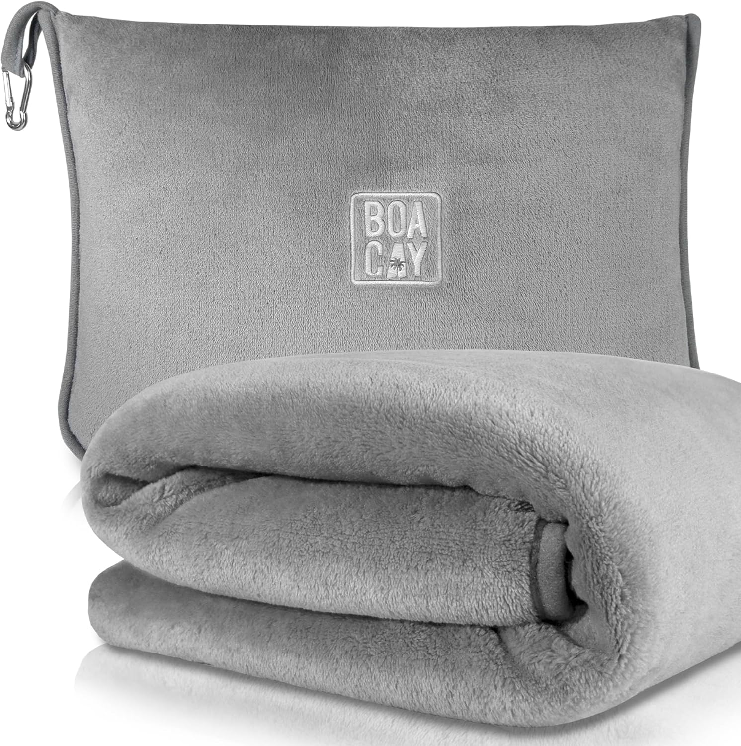 BOACAY Soft & Warm Travel Blanket for Airplane & Car - Long Flight Essential for Women, Men, Kids - Compact Pillow with Luggage Sleeve & Backpack Clip