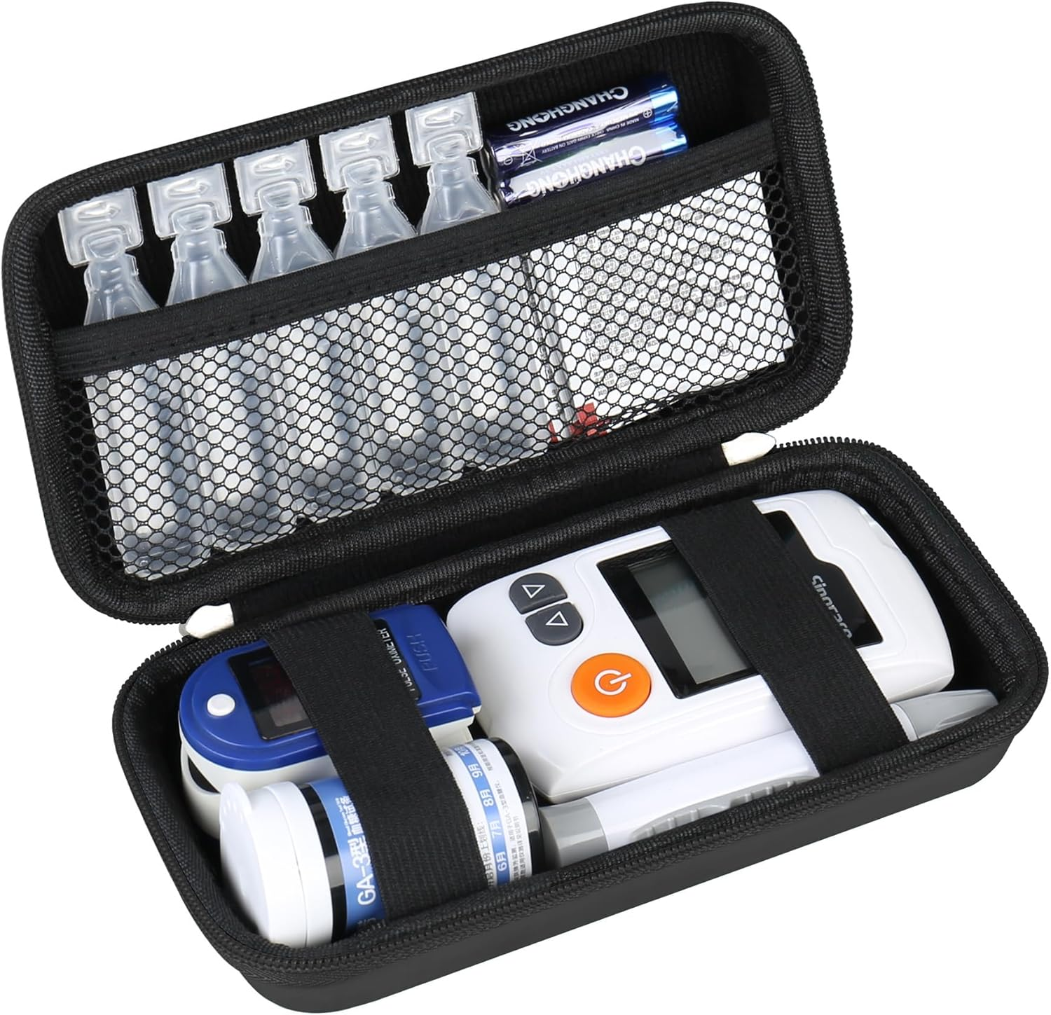 Diabetic Supplies Hard Case Diabetic Supply Organizer Bag Carrying Case for Diabetes Testing Kit Blood Glucose Monitor Kit with Blood Sugar Glucometer Test Strips Lancing Device Lancets, Black