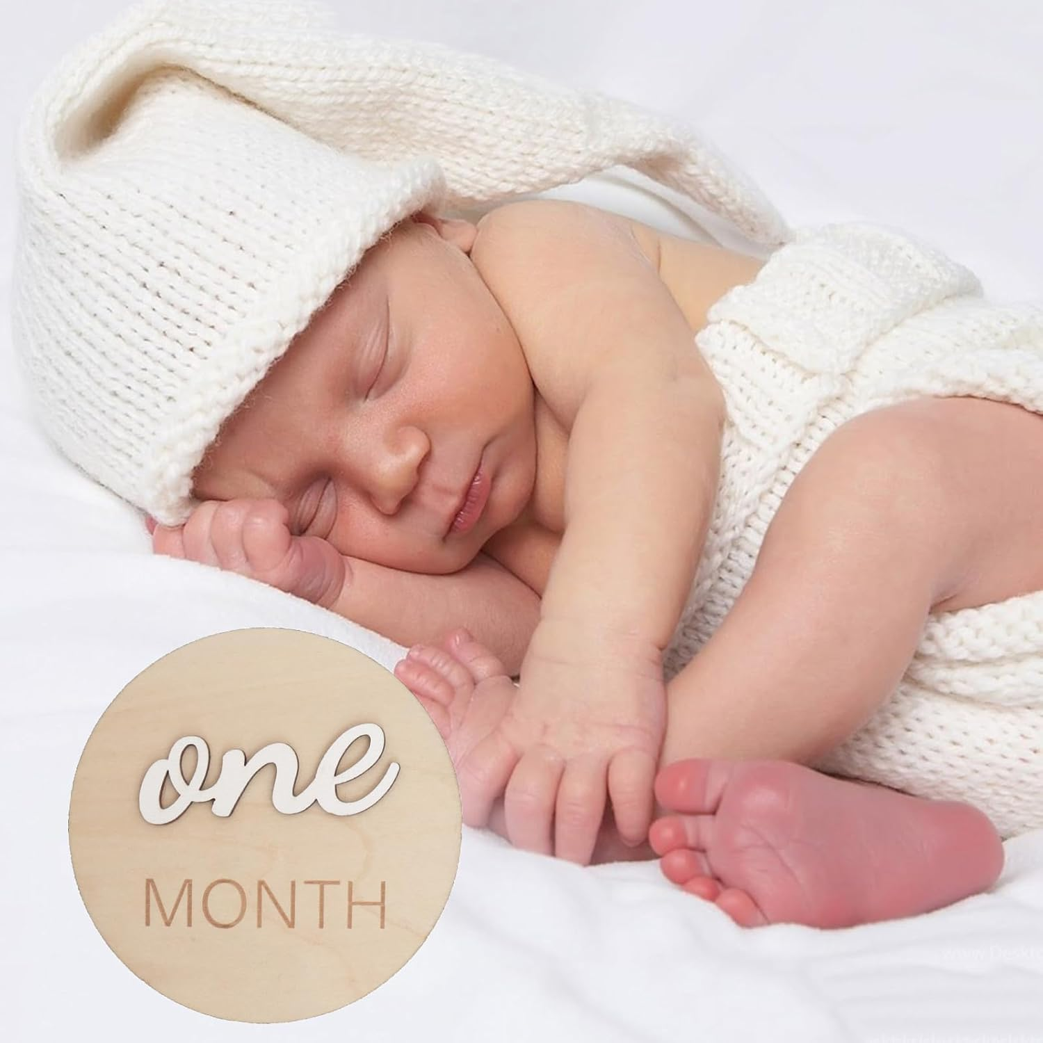 3D Wooden Monthly Milestone Cards, Monthly Milestone Marker Cards, Newborn Memento Milestone to Document Growth, Pregnancy Journey Sign -Incl Announcement & Hello World Sign. image number 2