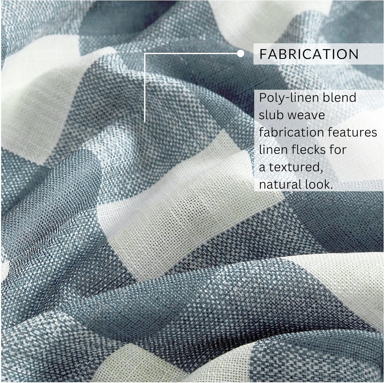 Elrene Home Fashions Farmhouse Living Grainger Buffalo-Check Blackout Window Curtain, Living Room and Bedroom Drape with Rod Pocket Tabs, 52" X 95", Chambray, 1 Panel - Grey image number 4