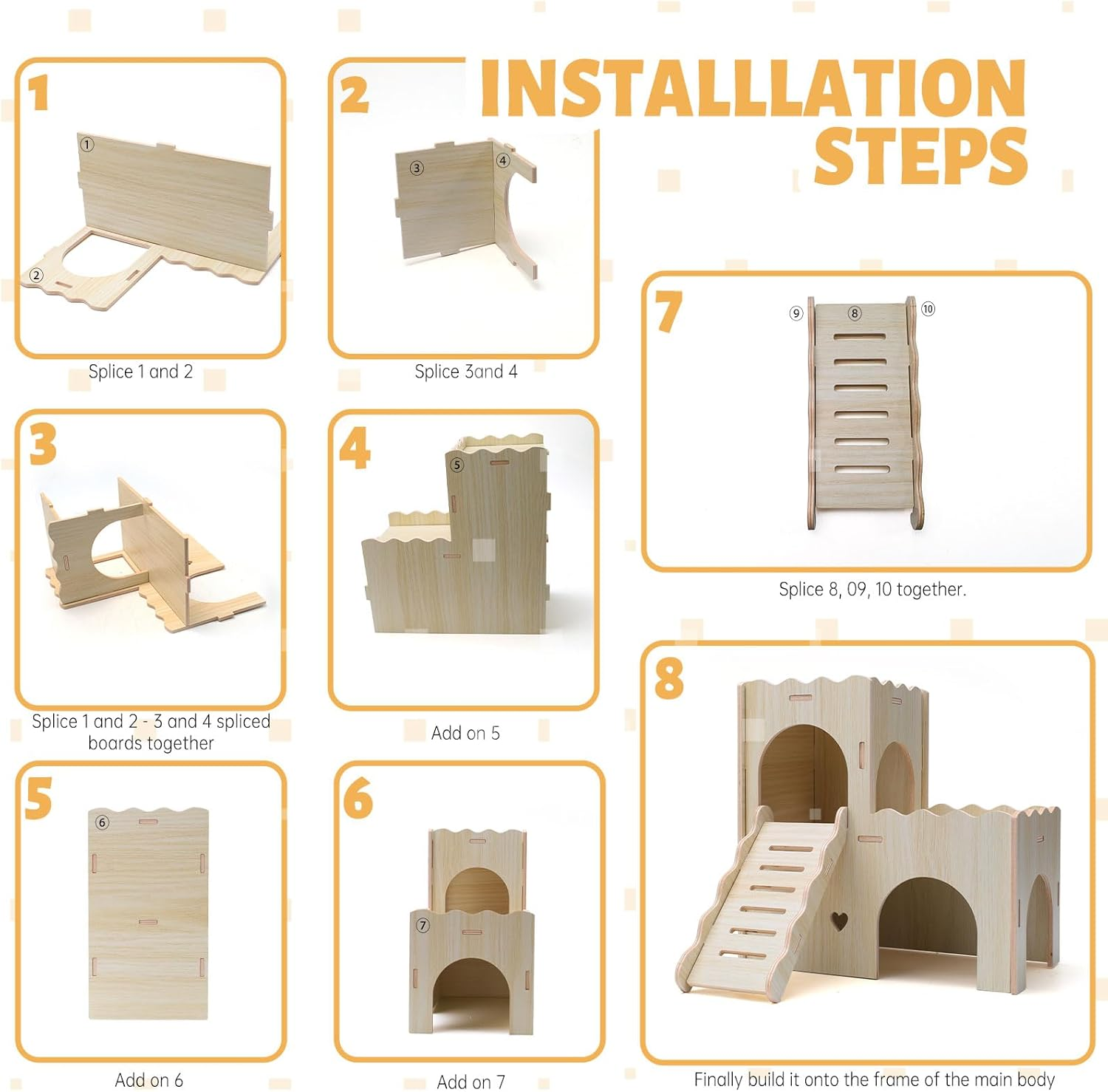 Wooden Hamster House, Hamster Playground with Cave Stairs, Hamster Houses and Hideouts, Wooden Hamster Toys Hamster Cage Accessories image number 1