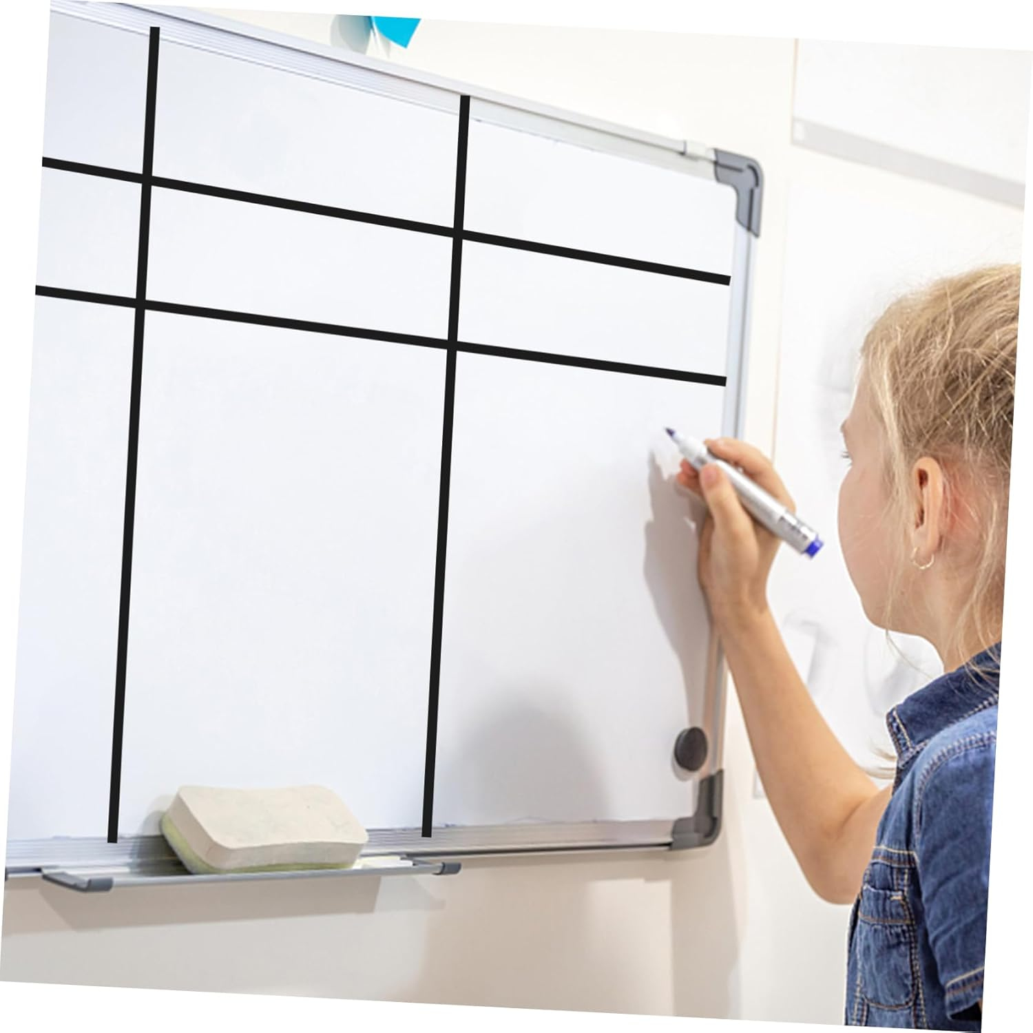 10Pcs Dry Erase Board Tape Pinstripe Gridding Tape Black PET 3MM X 50M Adhesive Chart Craft Car Striping Residue-Free Whiteboard Marking image number 3