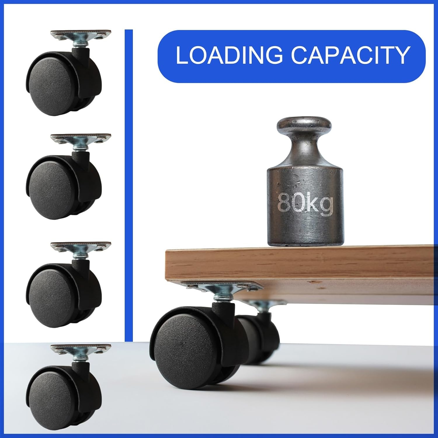 Dalyndar Furniture Casters 1.5 Inch Swivel Wheels Replacement Universal Rollers Suit for Move Small Cabinet Table Desk Drawer Cart Shelf Planter, 4Pcs Nylon Castors Screw in Wheels Loading Upto 200Lbs