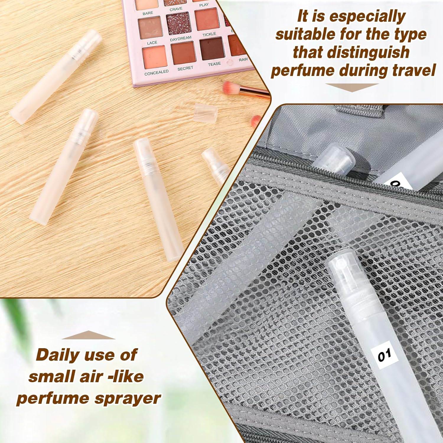 Mozeat Lens Pack of 6 Plastic Perfume Refillable 8 Ml Perfume Atomiser Mini Spray Bottle Portable Empty Perfume Sample Bottles for Travel Going Out image number 2