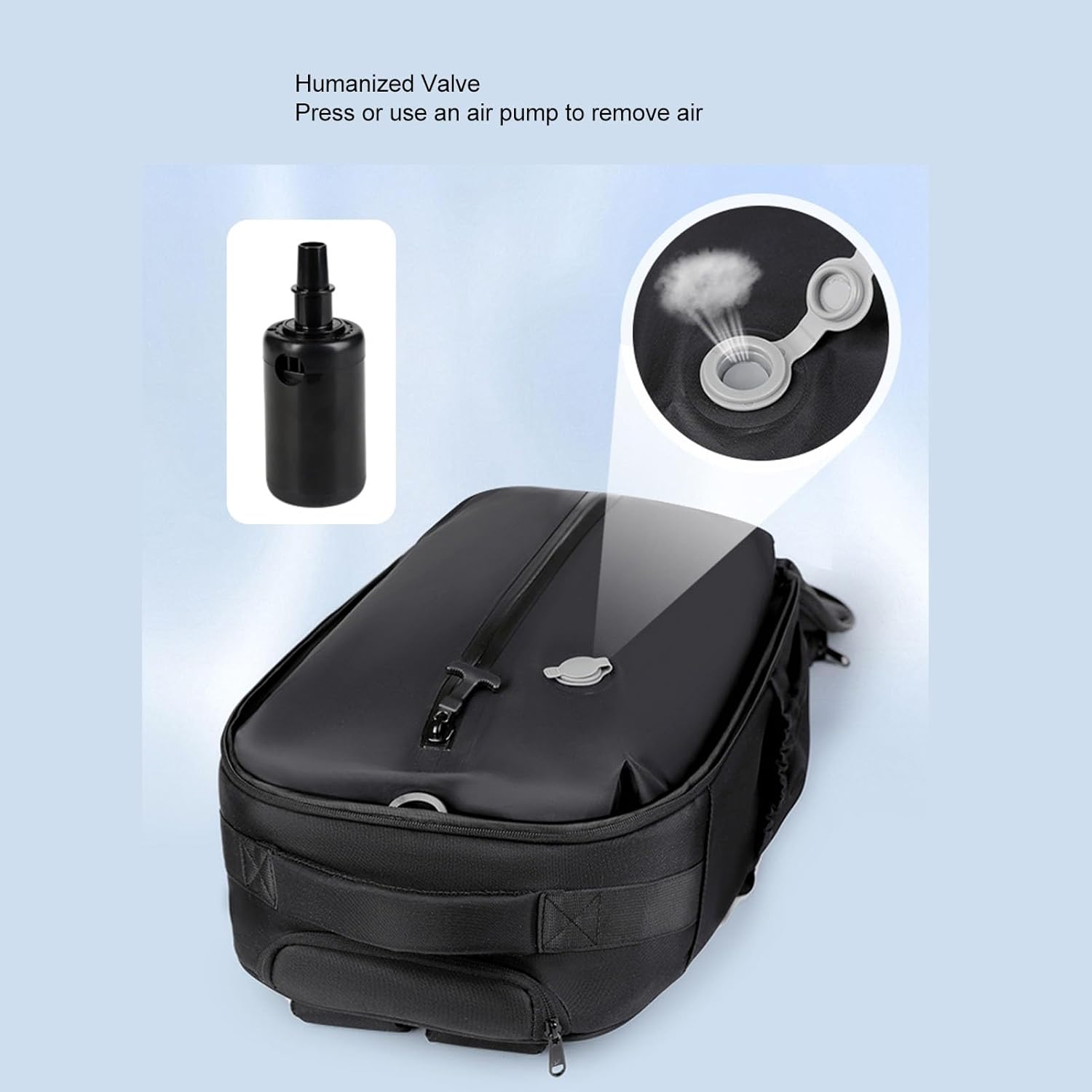 30L Travel Backpack with Wheels, Vacuum Compression Large Travel Laptop Backpack with 15.6 Inch Laptop Compartment & Air Pump for Men Women Adults image number 6