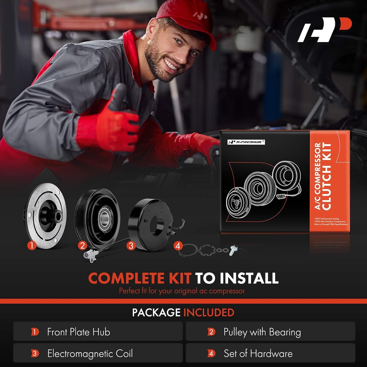 A-Premium A/C Compressor Clutch Kit Replacement for Toyota Camry 1994-2001 Avalon Solara Lexus ES300 AC Compressor Clutch Kit, 12V, 130.05 MM, 6PK image number 1