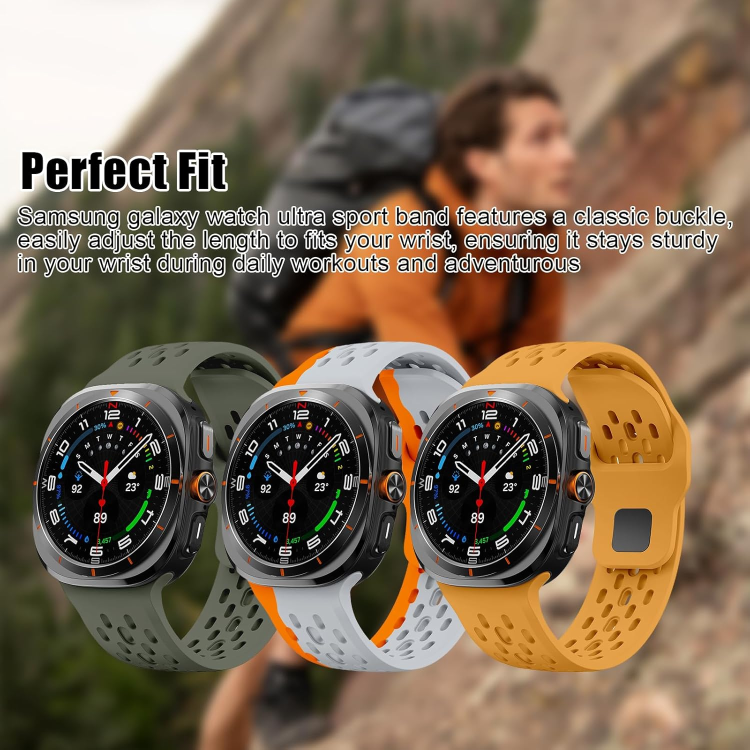 Compatible with Samsung Galaxy Watch Ultra Strap, Silicone Sport Breathable Bands for Galaxy Watch Ultra Men Women