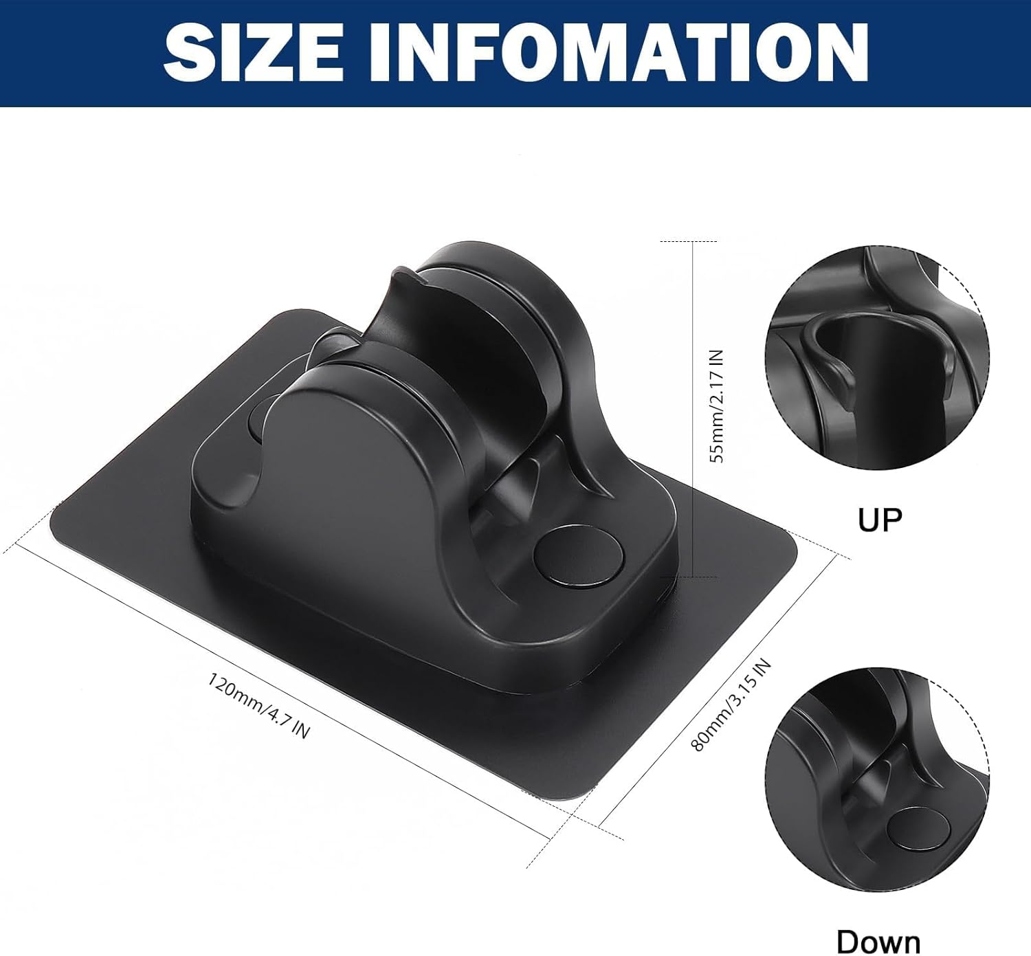 Self Adhesive Shower Head Holder, Adjustable, NO Drilling, Waterproof Handheld Shower Holder, Wall Mount Strong, for Rv Shower, Kids Shower, Bathroom Shower ( Grey) image number 2