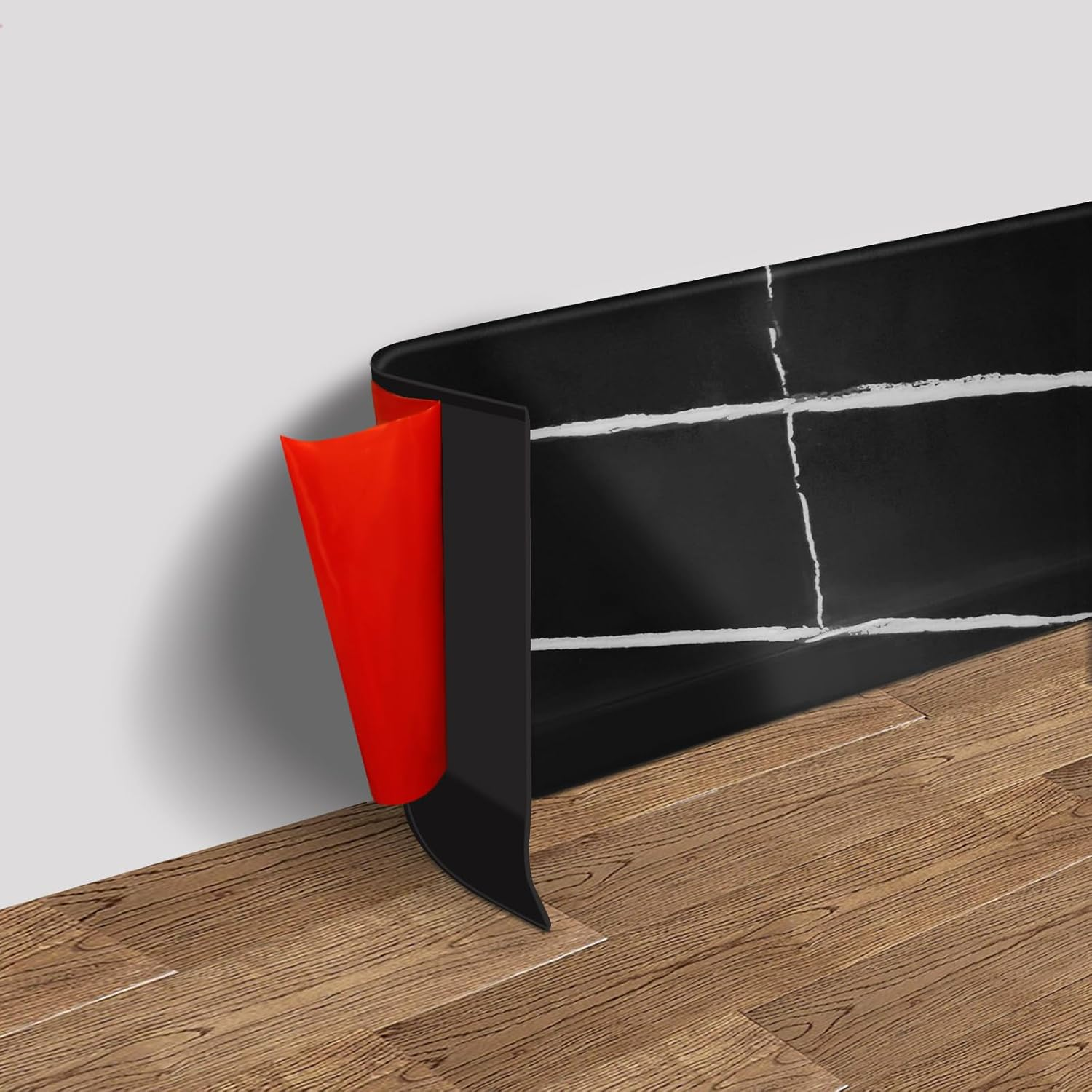 FONUNO Vinyl Wall Base Baseboard Molding Trim 4/'' Flexible Self Adhesive Rubber Wall Base Moulding Trim Peel and Stick Design, 4 Inch X 60 Feet, Black