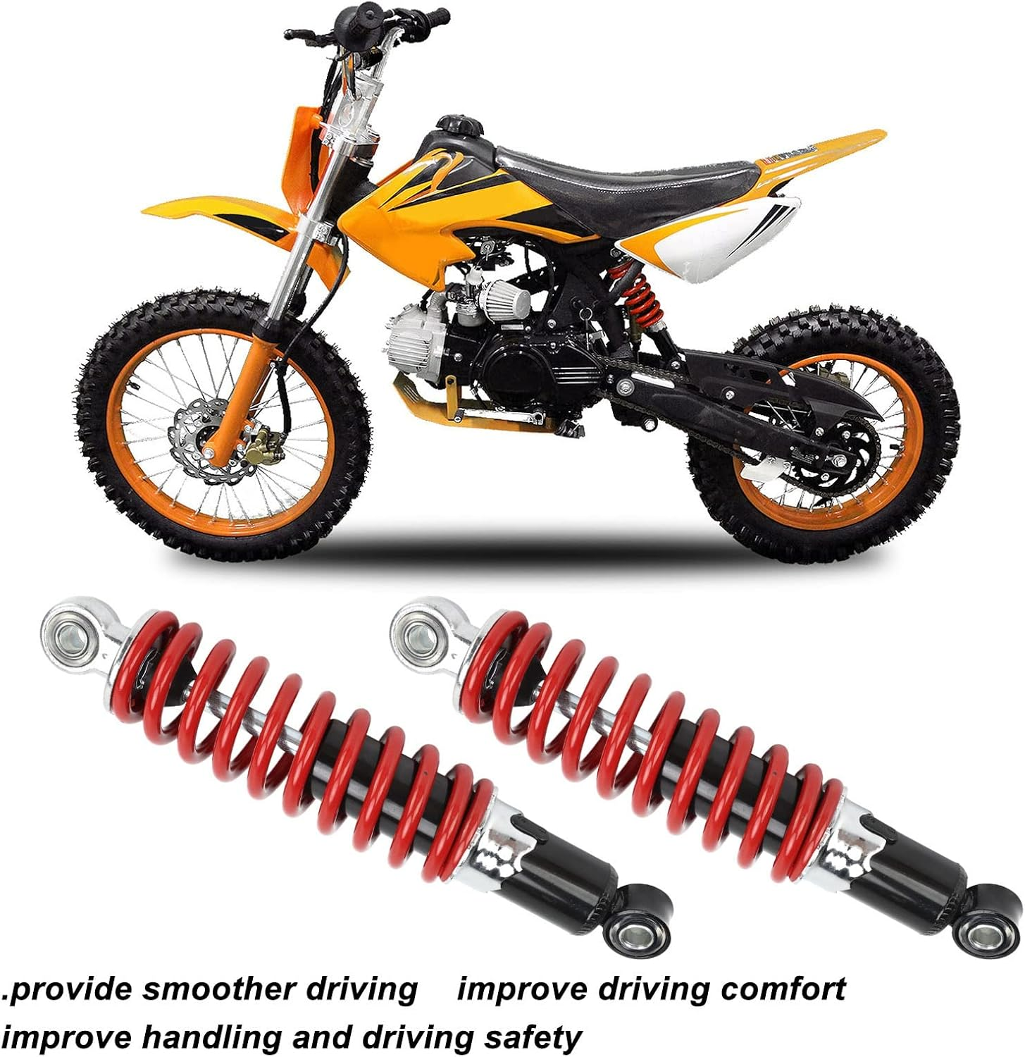 2 Pcs Suspension Shock Absorber, 250Mm Hole Center Distance, Adjustable Spring Suspension Damper for Dirt Pit Bike ATV Go Kart image number 1