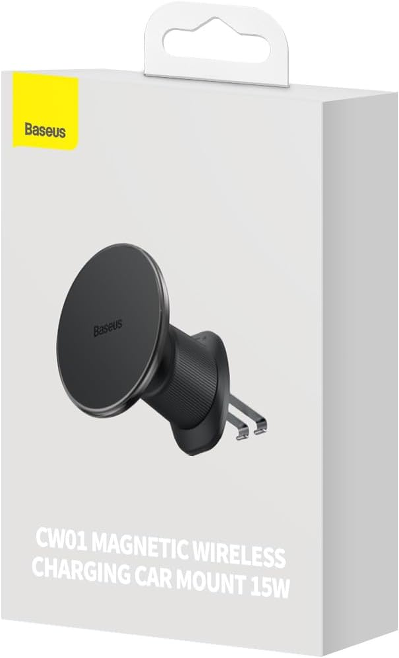 Baseus Car Mount Wireless Charging Air Vent Mount 15W - Black, Compatible with Fire Phone, Smartphones, Car, Truck - Single Hand Operation image number 1