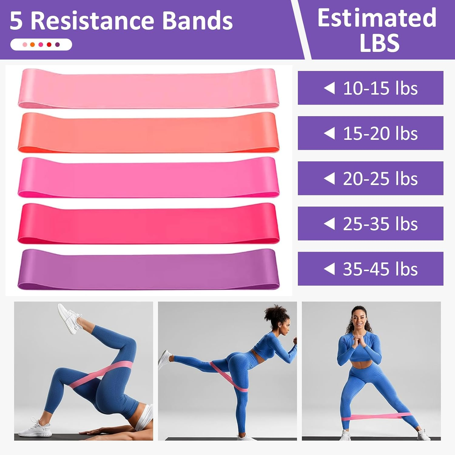 Pilates Ring Essentials Kit for Women, Home Workout Equipment Set with 9.8&rdquo; Ball, Resistance Bands, Magic Circle, Accessories, Pilates Set for Beginners - Purple image number 5