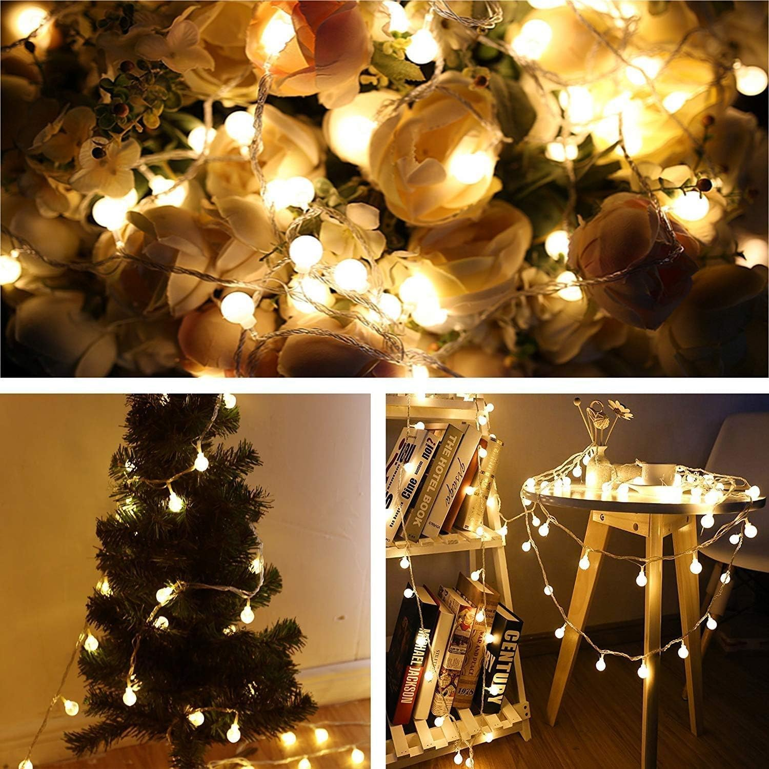 Fairy Lights Battery Operated 33Ft 80 LED Globe String Lights, Lighting Modes for Indoor Outdoor Bedroom Christmas Halloween Decor - Warm White image number 1