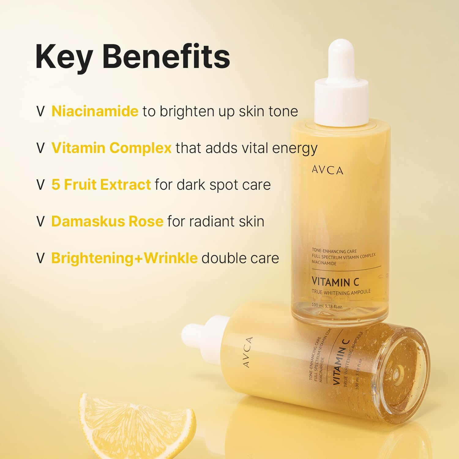 AVCA Vitamin C + Niacinamide Brightening Face Serum 100Ml - Dark Spot Corrector, Brightening & Tone Even Care with Niacinamide, Antioxidant Complex image number 3