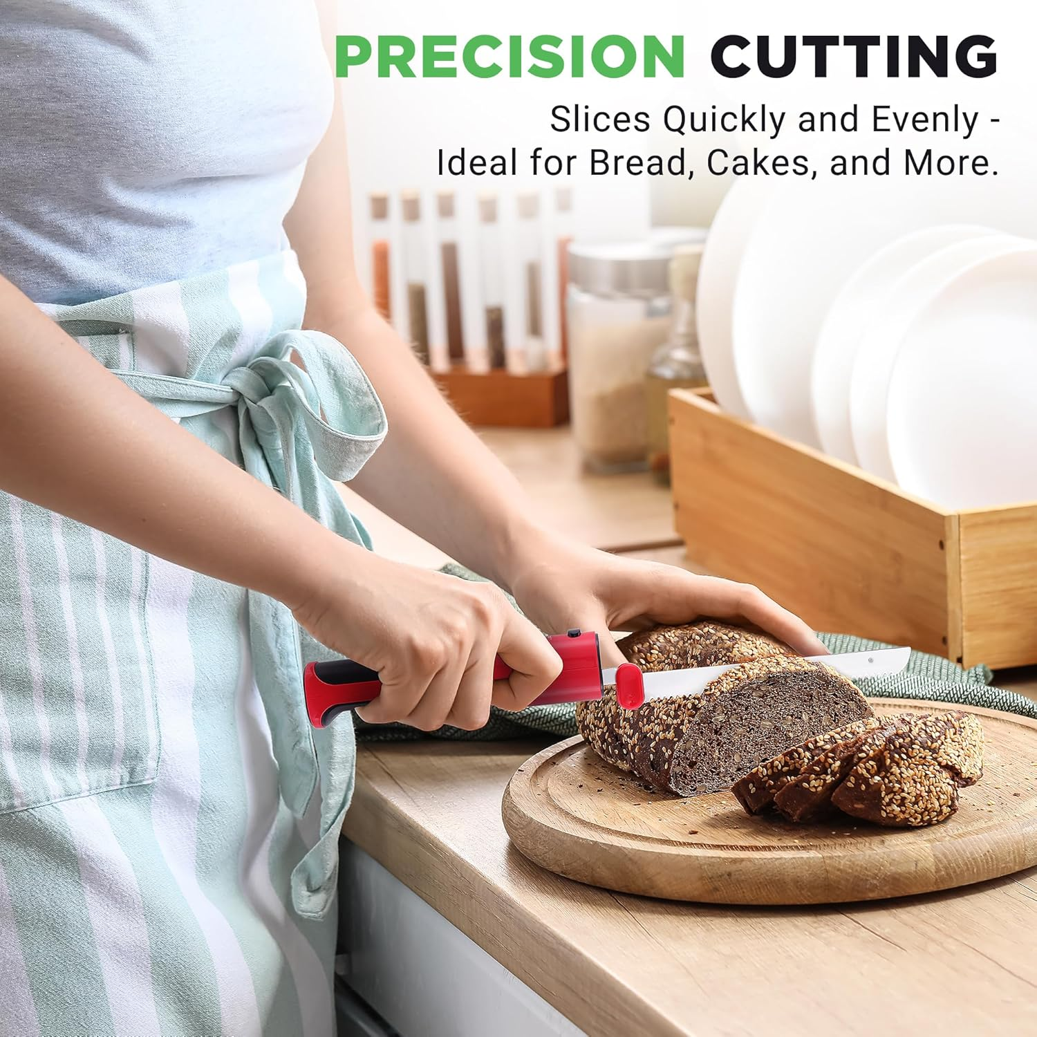 Nutrichef Cordless Electric Knife | Easy to Use Constant ON/OFF Safety Function | Lightweight Kitchen Knife | Carve Turkey, Meats, Poultry, Bread & Cheese | 11.42&rsquo;&rsquo; Stainless Steel Blades | Red image number 5