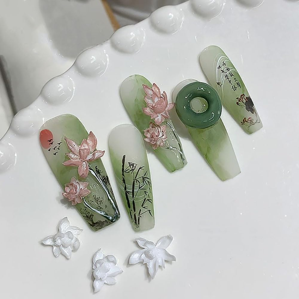3D Lotus Flower Nail Design Silicone Mould Epoxy Resin Shapes Lotus Flower Carving Nail Stamp Silicone Mould Flowers Floral Lotus Leaf Nail Decoration Nail Design Nail Art Mould Silicone Moulds Nail image number 3