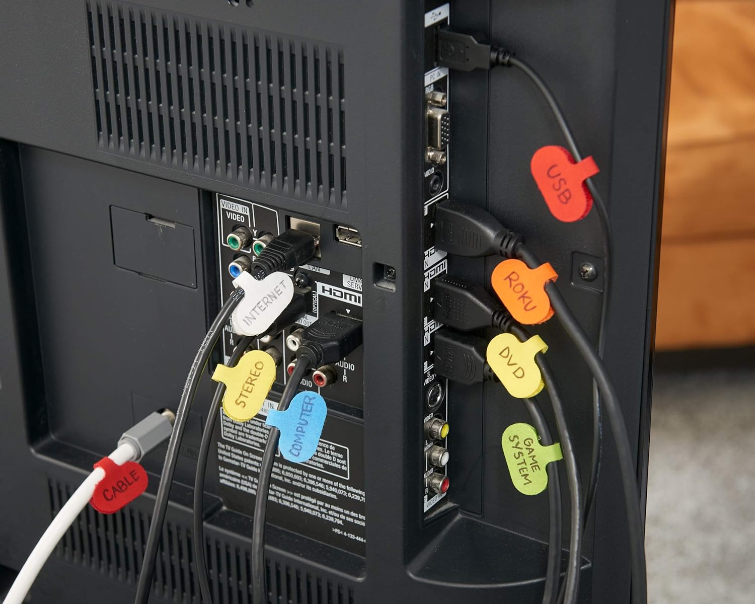 Cable Labels by Wrap-It Storage, Oval, Multi-Color (36 Pack) Write on Cord Labels, Wire Labels, Cable Tags and Wire Tags for Cable Management and Identification for Electronics, Computers and More image number 5