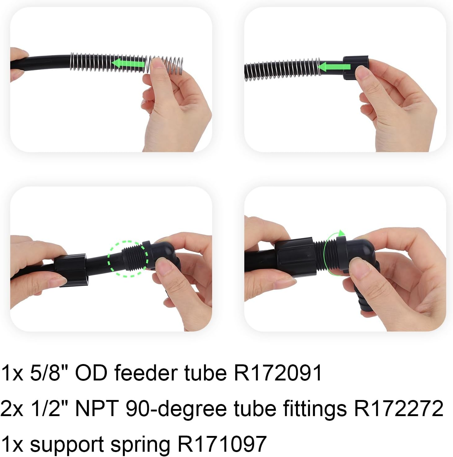 5Pcs Pool Chlorinator Parts Compatible with Pentair Rainbow, Includes R172272 1/2" NPT 90-Degree Tube Fitting, R172091 5/8" OD Feeder Tube & R171097 Support Spring for Pentair 320/322 image number 2