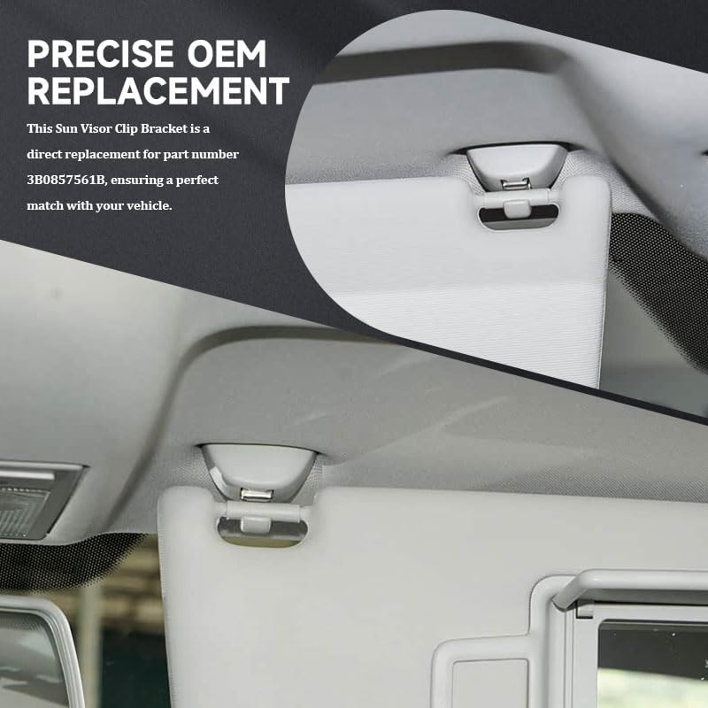 2 Pcs Sun Visor Hook Clip Bracket, Car Sun Visor Mounting Bracket Grey for Volkswagen Bora Golf Caddy Passat Polo Transporter image number 2