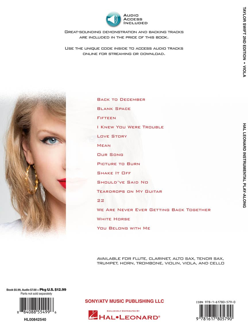 Taylor Swift for Viola - Instrumental Play-Along Cd/Pkg: Viola Play-Along Book with Online Audio image number 2