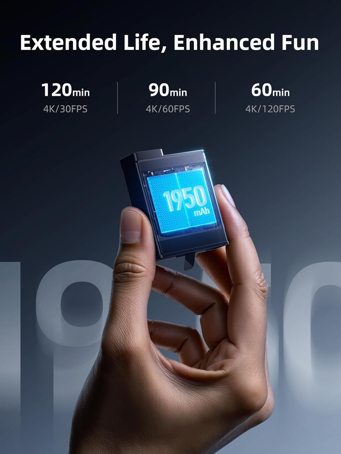 Llano 2 Pack 1950Mah Action 6 Battery and 18W Fast Dual Charger, Compatible with DJI Action 6, Osmo 360, Action 5 Pro, Action 4 and 3 Action Camera image number 5