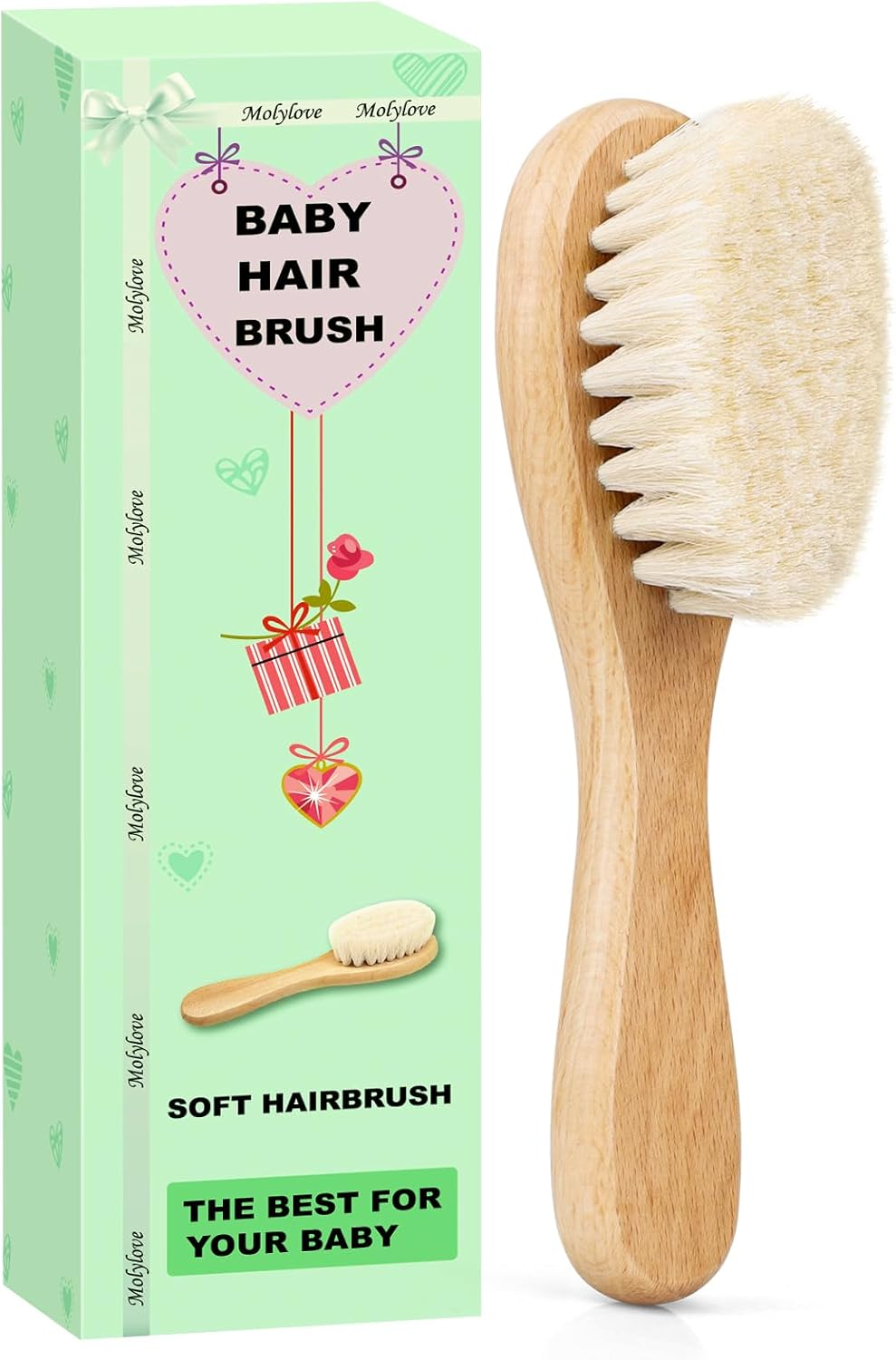 Baby Hair Brush with Wooden Handle and Super Soft Goat Bristles for Newborns & Toddlers image number 3