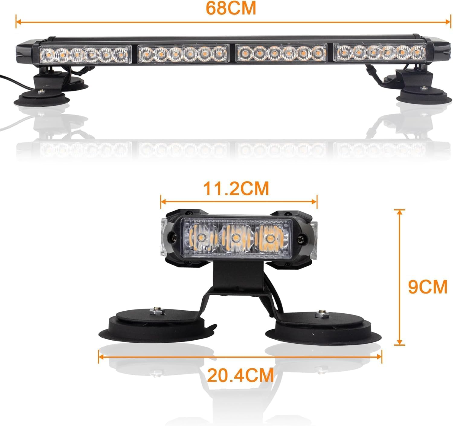 26.5" 54 LED Strobe Light Bar Double Side Flashing High Intensity Automotive Warning Emergency Flashing Snow Plows Light Bar Strobe Light Traffic Advisor with Magnetic Base