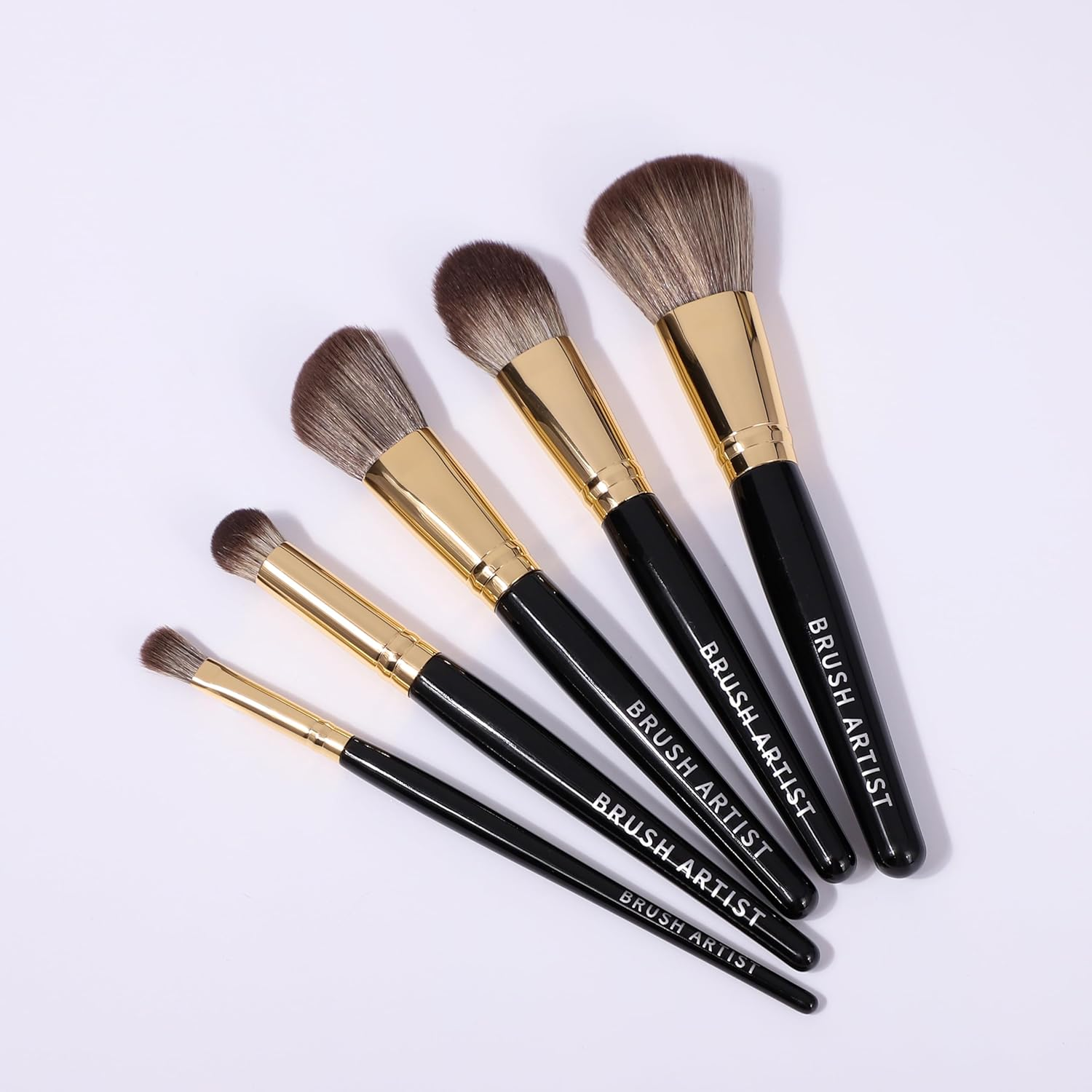 BRUSH ARTIST Black Golden Makeup Brush Set of 12Pcs with Cotton Bag, Foundation Sponge, Face Powder Brush, Contour Brush, Blush Brush, Eyeshadow Brushes, Concealer Brush,Premium Synthetic Fiber image number 5