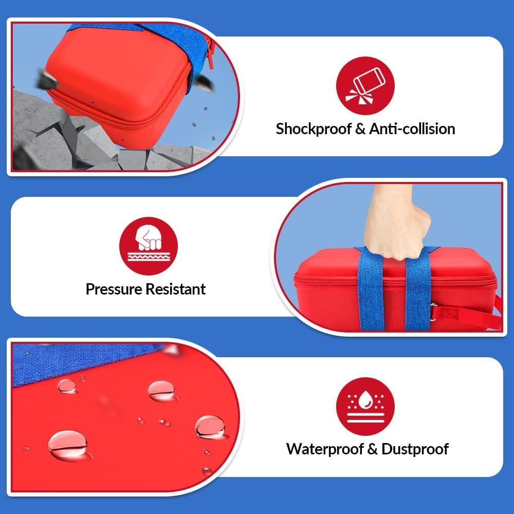 WOTOW Case for Nintendo Switch/Switch OLED, Red Blue Portable Soft Shell Storage Bag with 10 Switch Game Cards Case, Kawaii Cartoon Character Protective Travel Pouch for Console and Accessories image number 2