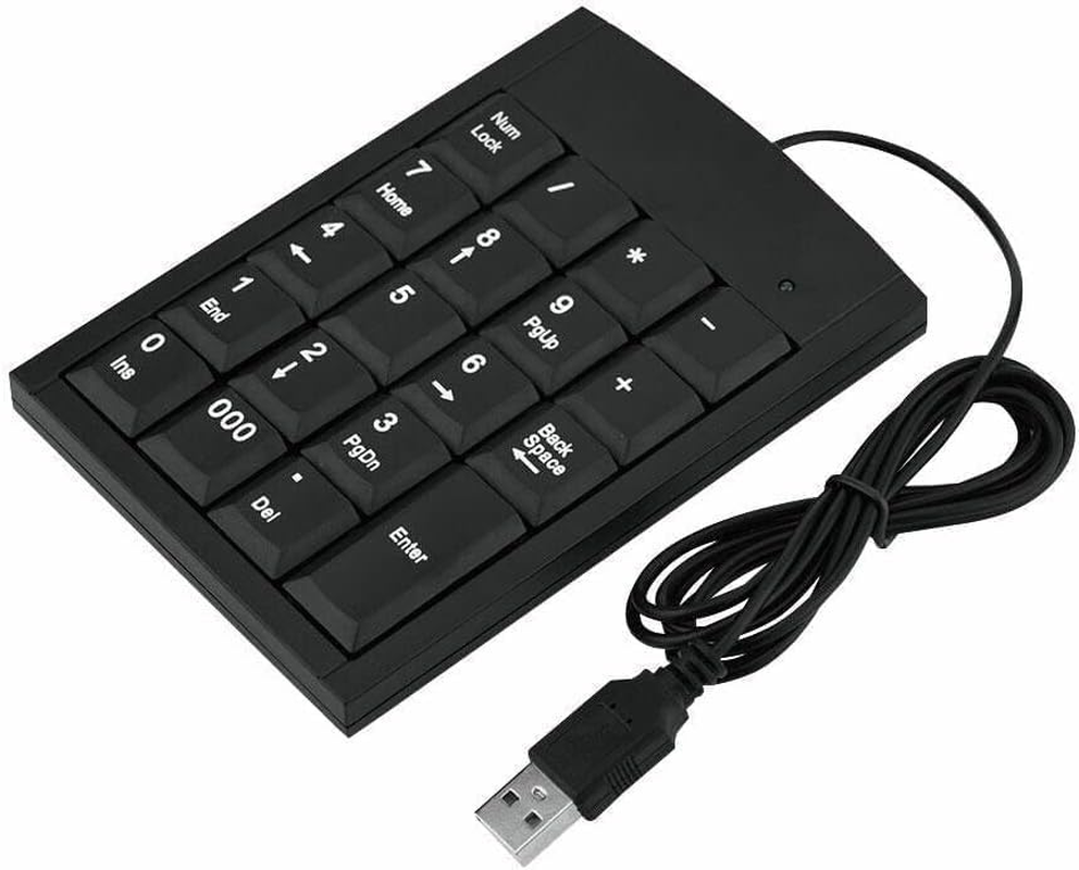 USB Numeric Keypads Portable Slim Mini Number Pad Keyboard for Laptop Desktop Computer PC, 10 Key USB Keypad Black image number 3