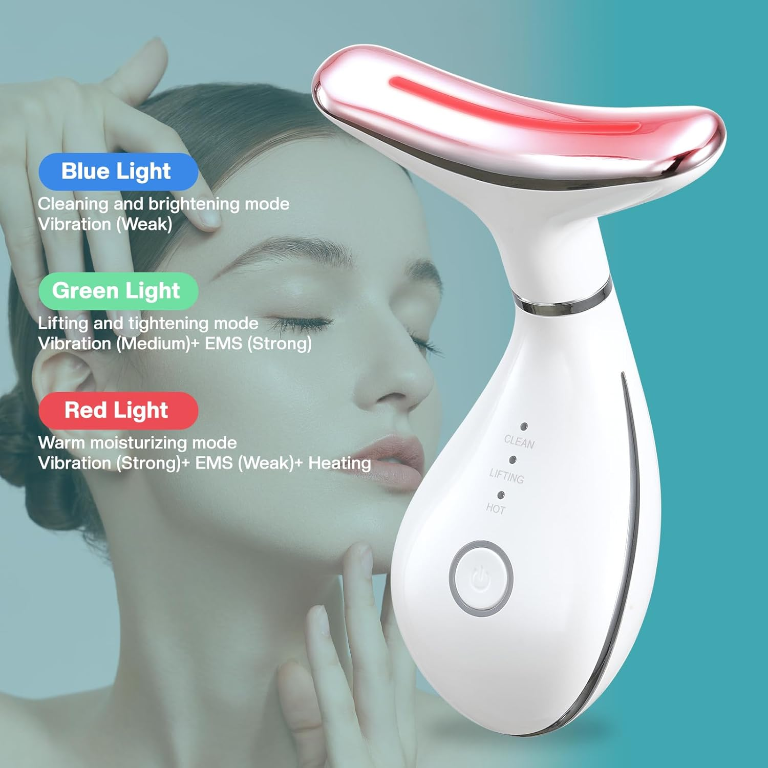 Airelax Face Massager Red Light Therapy Face Sculpting Tool, Facial Massager for Skin Care Face Lifting Device for Face and Neck, At-Home Face Massage Tool with 3 Modes & 3 Lights image number 2