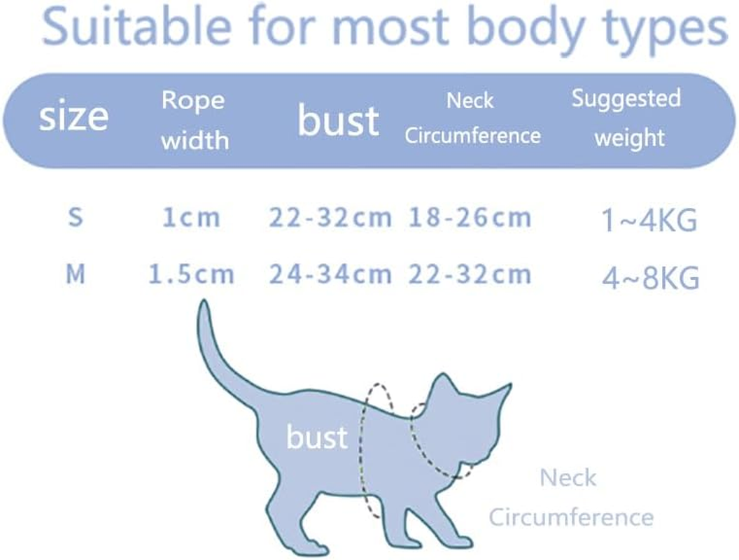 YULOONG Cat Vest+Traction Rope Set for Escape Prevention, Suitable for Outdoor Walks, Soft and Breathable, Adjustable G S
