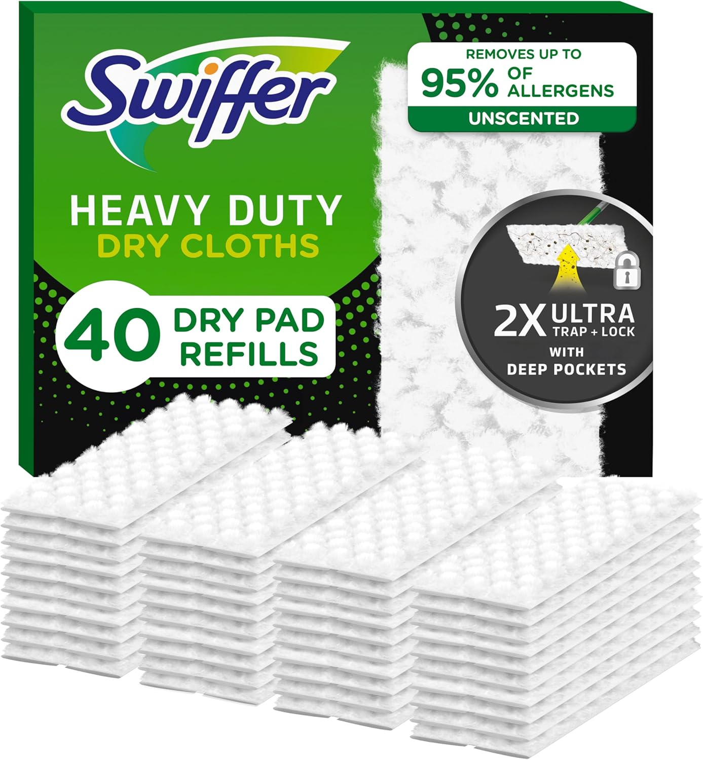 Swiffer Sweeper Heavy Duty Mop Pad Refills for Floor Mopping and Cleaning, All Purpose Multi Surface Floor Cleaning Product, 20 Count, 2 Pack image number 2