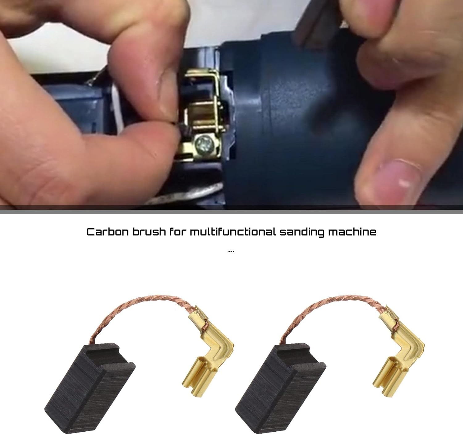 2 Pairs Carbon Brushes with Spring Connector Multifunctional Sanding Machine Motor Replacement Part Compatible with Dewalt DWE315 DWE314 Power Tool Accessories image number 2