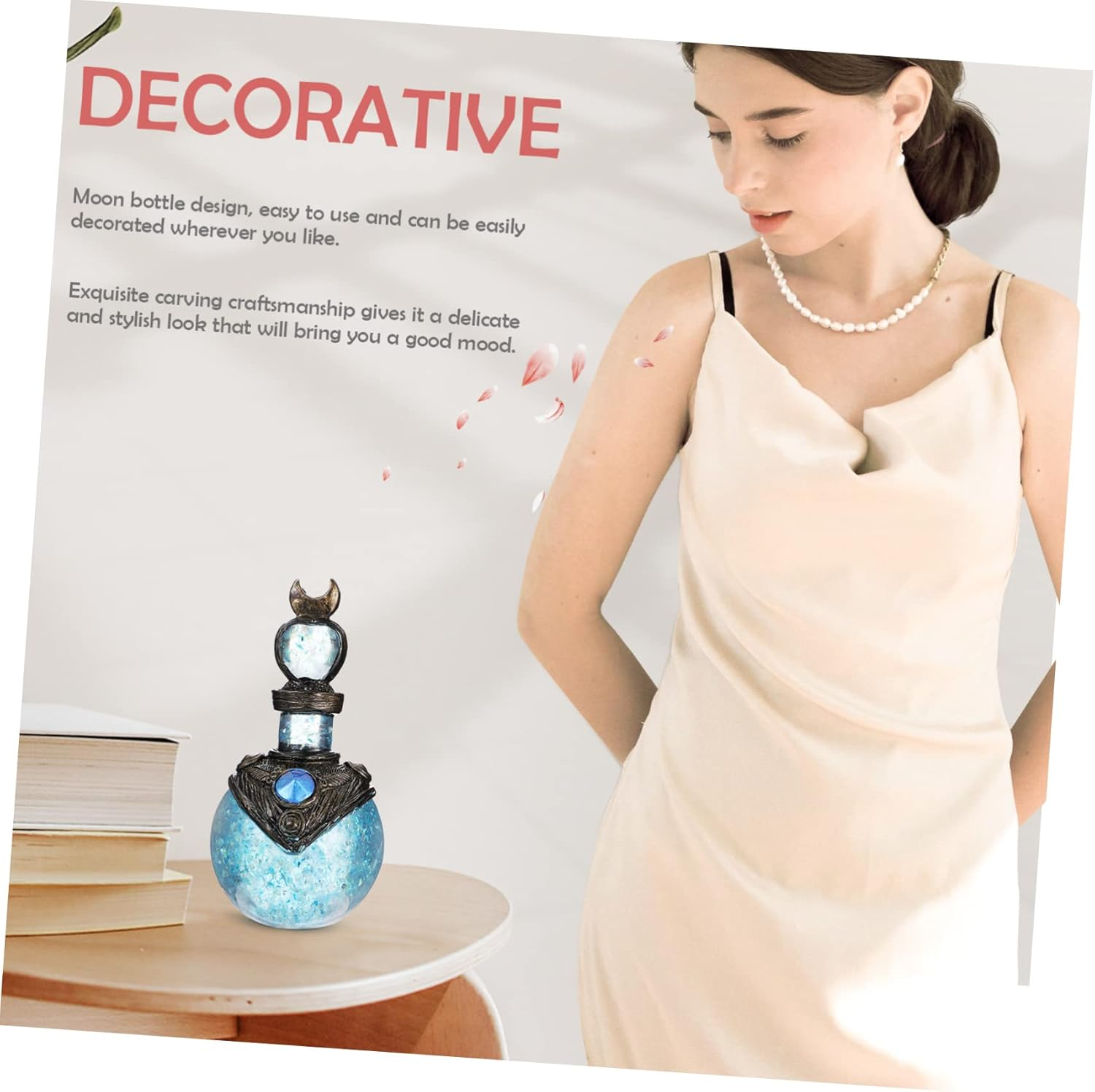 Alasum 1Pc Delicate Shiny Bottle Figurine Creative Mermaid Moonlight Decor for Home Unique Indoor Ornaments to Add Warmth and Style to Your Space for Art Lovers - Blue image number 6