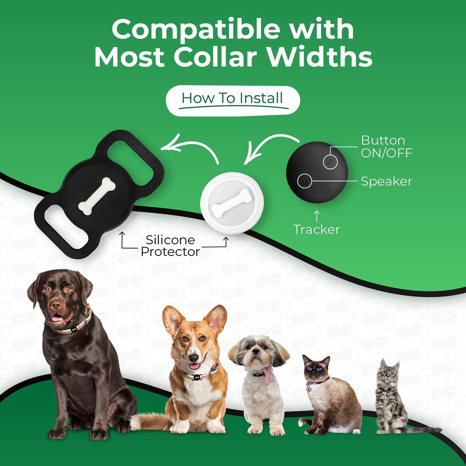 Smart Pet Tracker, 2 Pack Dog Tracker with Collar Holder, Seamless Location Tag Compatible with Find My, Not GPS image number 1