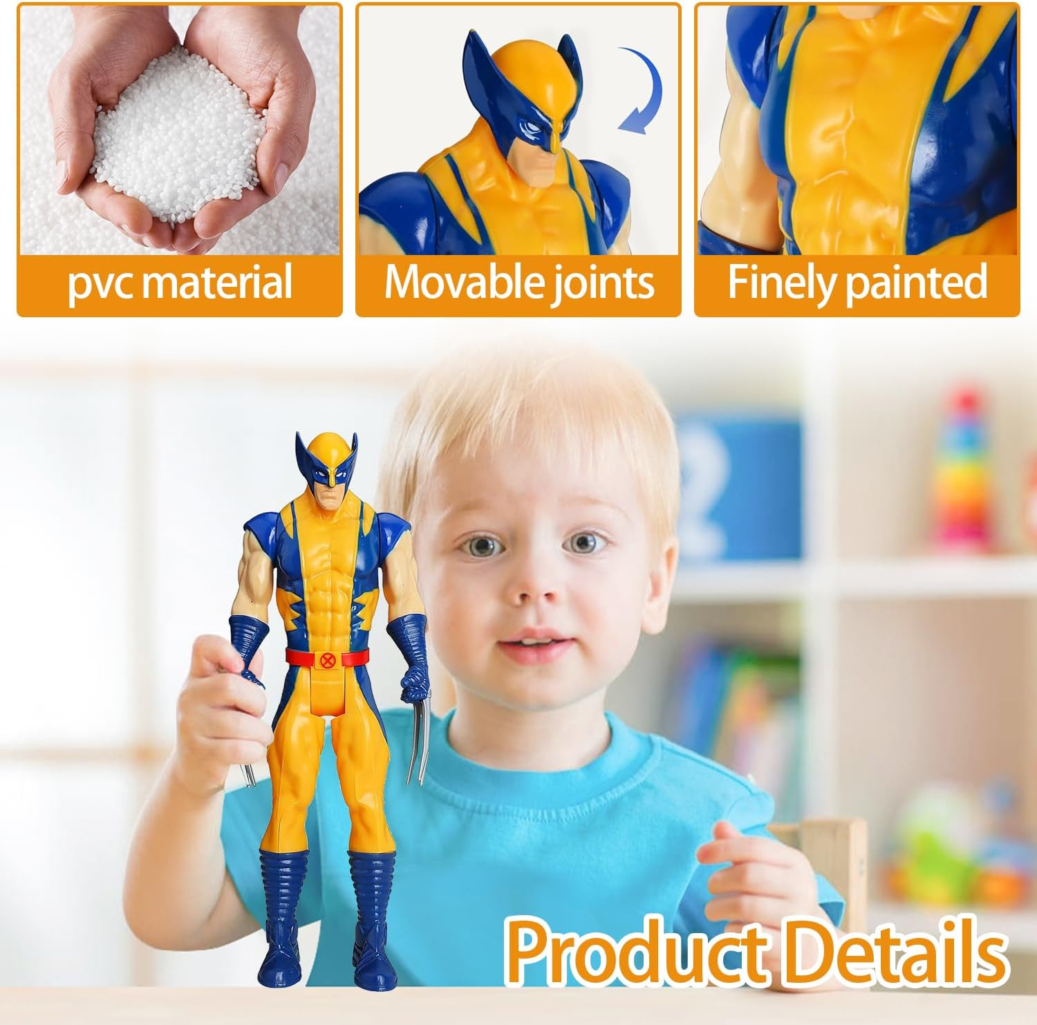 Wolverine Action Figure - 30 Cm Hero Series Toy, Party Figure, Super Friends Action Figure, Hero Figure for Children Aged 4 and Up, Birthday Gift