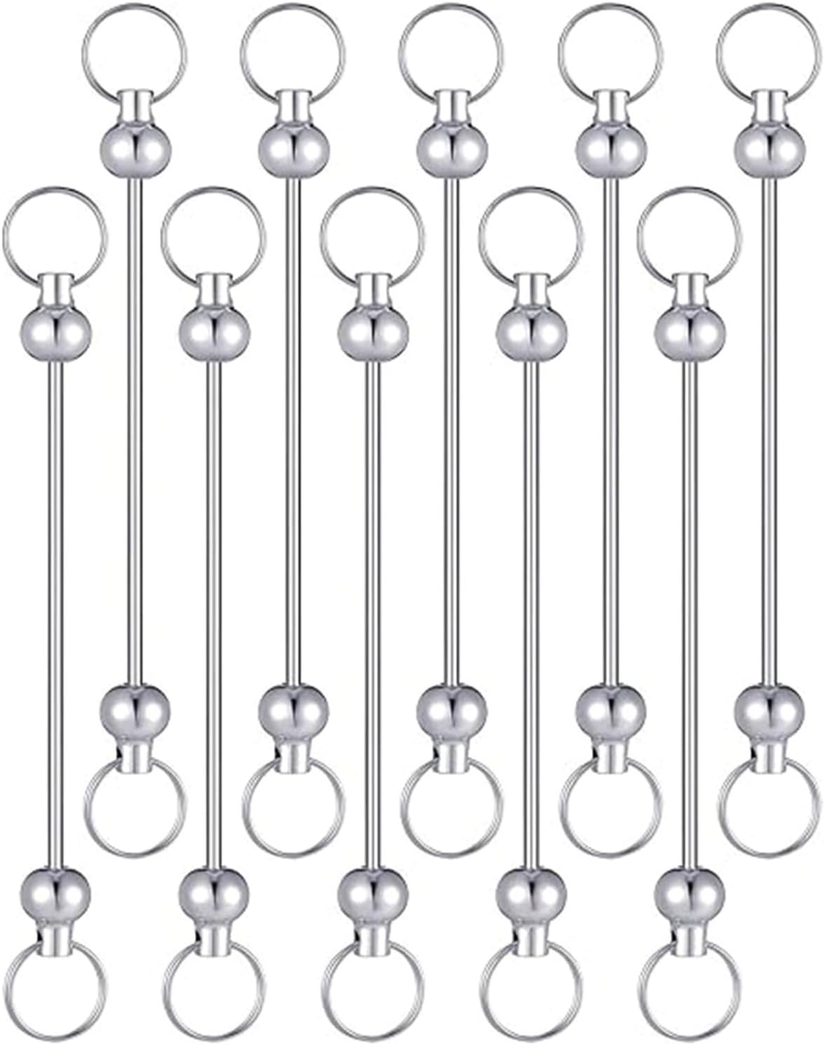 Blank Beadable Keychain Bars Metal Bead Keychain Bar Link Detachable Key Chain for DIY Craft Making Gift Accessories(10Pcs)