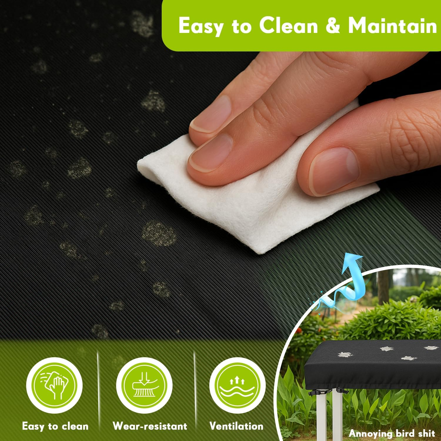 Outdoor Furniture Cover Rectangular 180X100X15Cm Waterproof 420D Oxford &ndash; Heavy Duty Patio Furniture Cover with Buckles, Drawstring & Centre Strap, UV Resistant Outdoor Dining Table & Lounge Cover image number 4