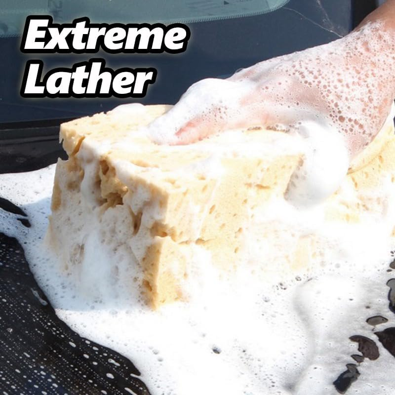 Strike Natural Composite Sea Sponge 2-Pack for Car Wash &ndash; Ultra Lather, Scratch-Free Scrub, Hang-Dry Rope, Textured Surface, Approx. 10X17X9Cm &ndash; Eco-Friendly & Reusable image number 2