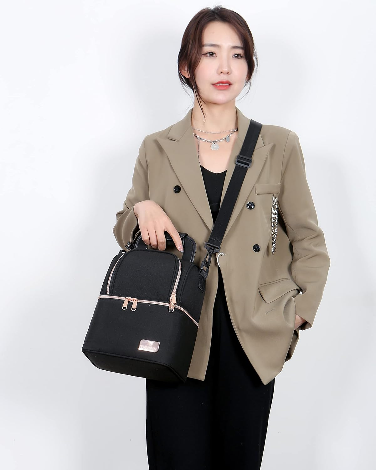 Meichoon Baby Bottle Cooler Bag Waterproof Breast Milk Freezer Baby Food Insulation Maternity Backpack Double Layer Fresh Keeping Travel Handbag for Nursing Mom Daycare - Pink image number 2