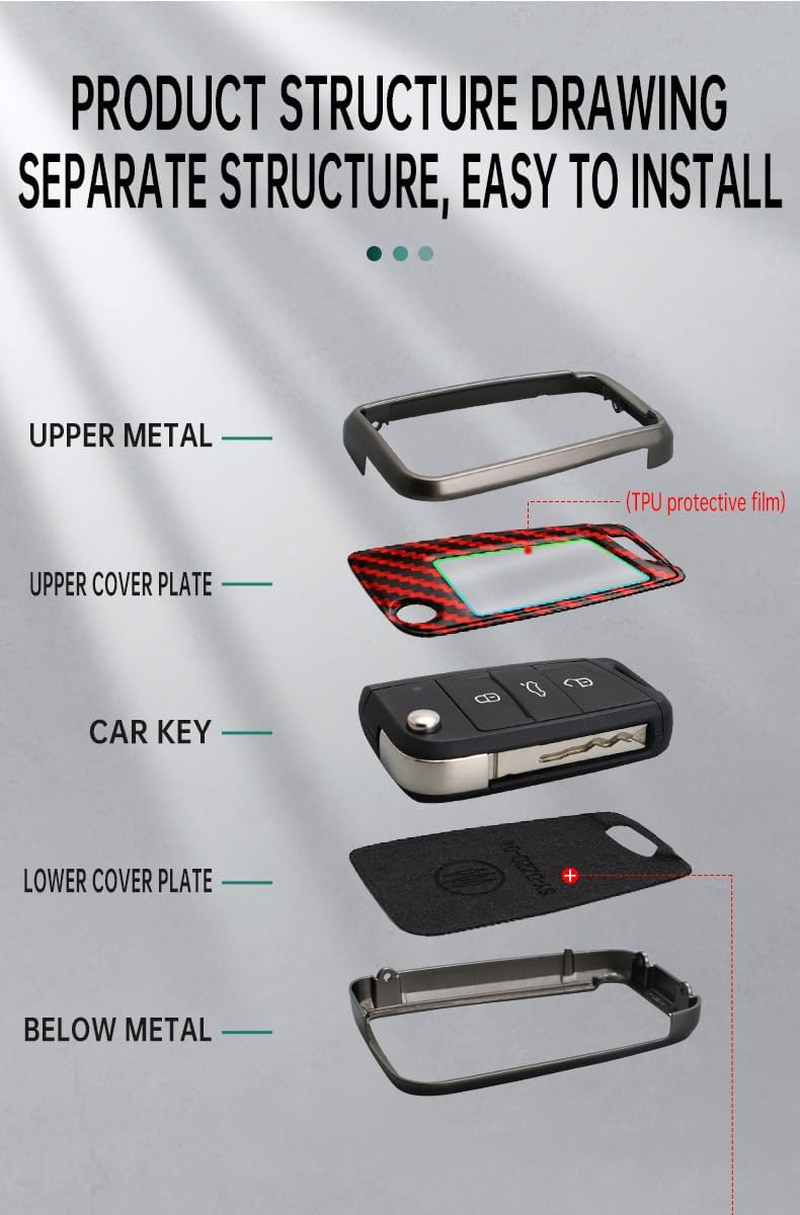 Smart Remote Car Key Fob Case Key with Keychain Fit for VW VOLKSWAGEN Golf MK8 ID.3 ID.4 Fit for Seat Leon Ateca Tarraco Cupra Formentor Skoda Octavia Keyring Protective Key Case Cover image number 1