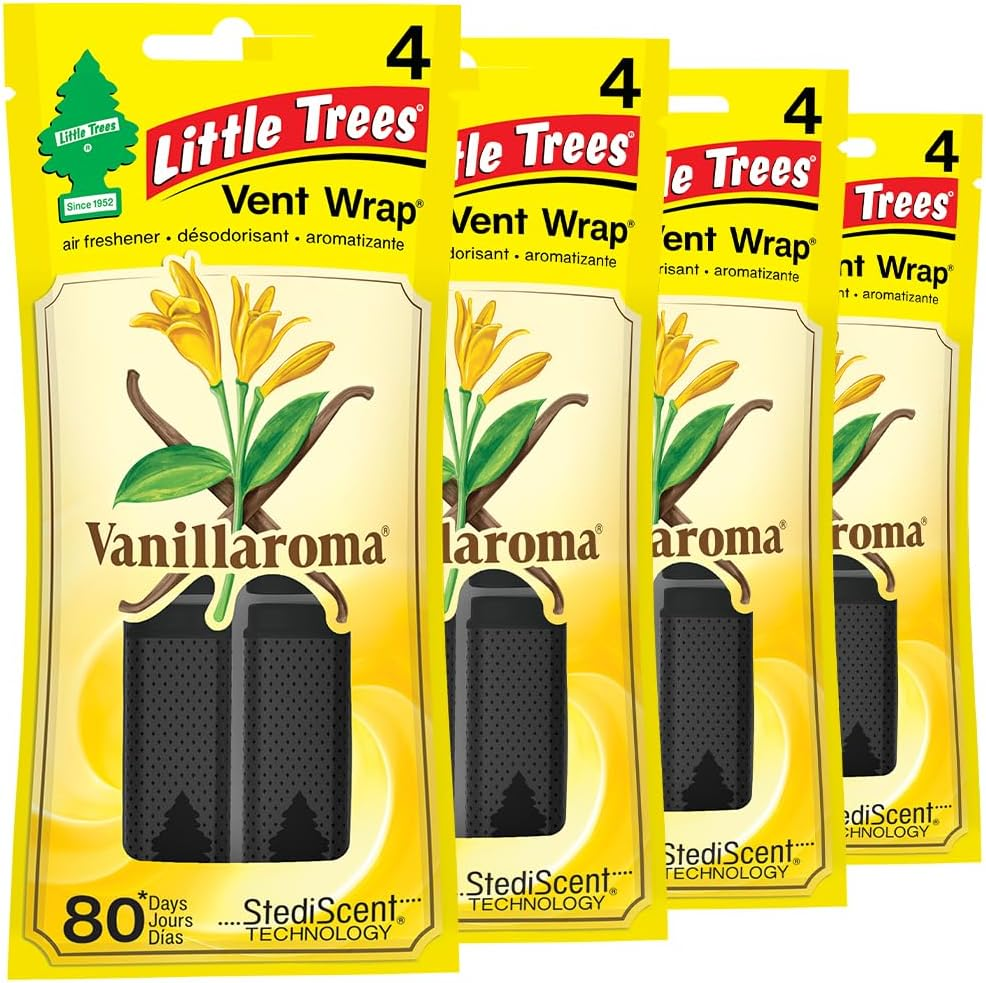 Little Trees Vent Wrap Vanilla Car Air Freshener 16 Wraps (Pack of 4) image number 3