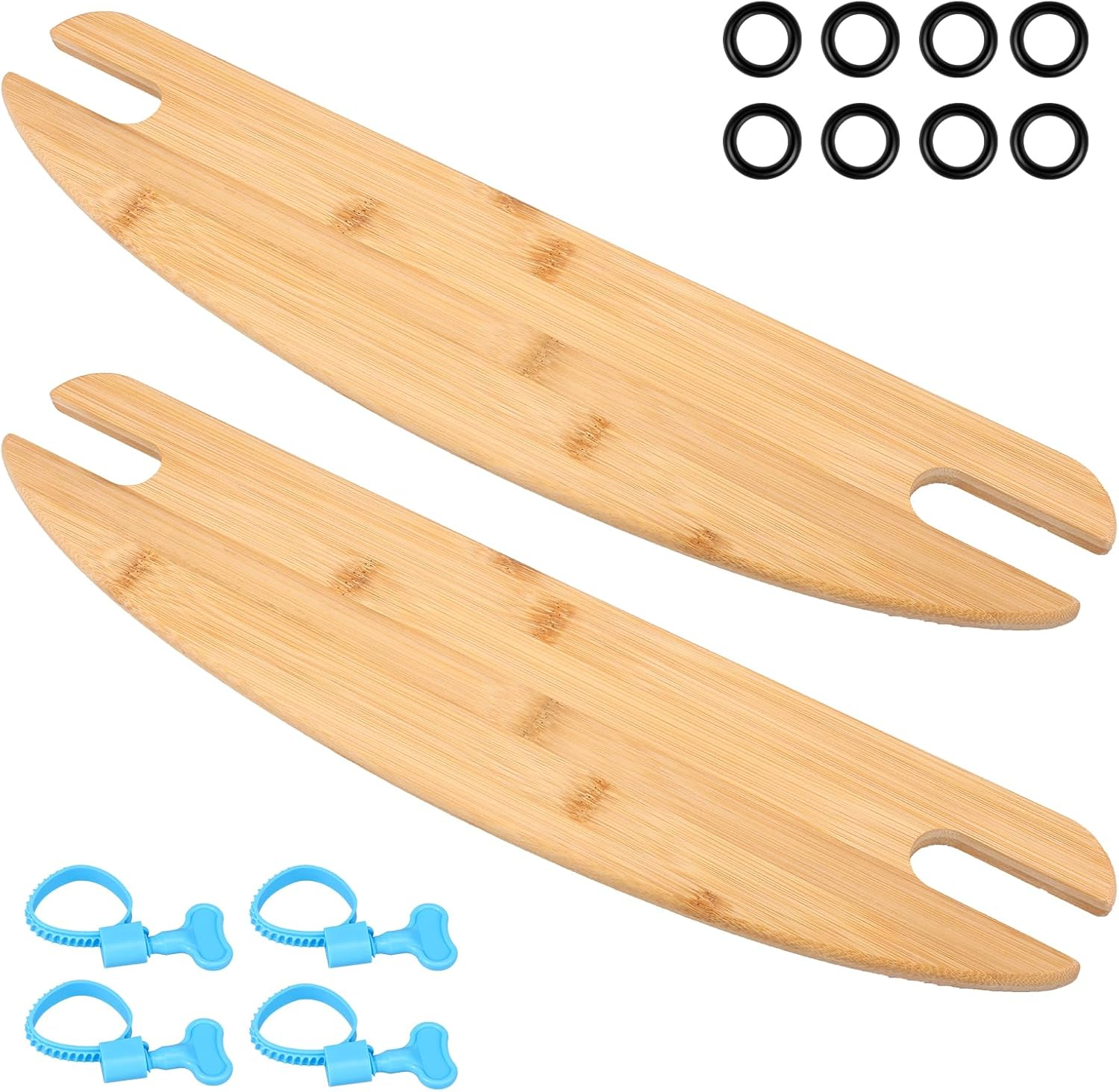 2 Pcs Bamboo High Chair Foot Height Adjustable High Chair Footrest with 2 Rubber Rings and Fixing Rings for Home Indoor Use image number 4