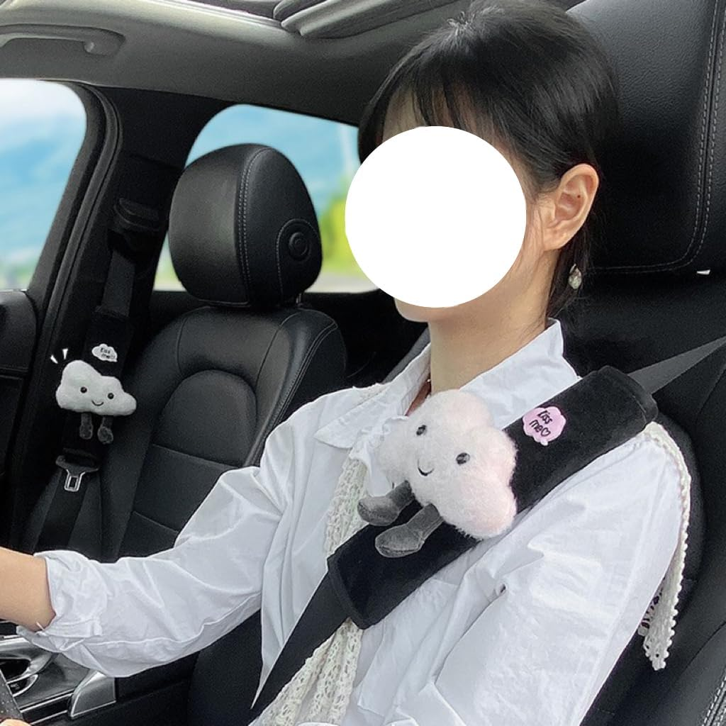 Car Seat Belt Cover Stocking Stuffers Cute Fluffy Pig Frog Sheep Dinosaur Safety Seatbelt Shoulder Pad Auto Accessory Neck Cushion Protector Seatbelt Shoulder Protector Nice Gift (Sheep) image number 4