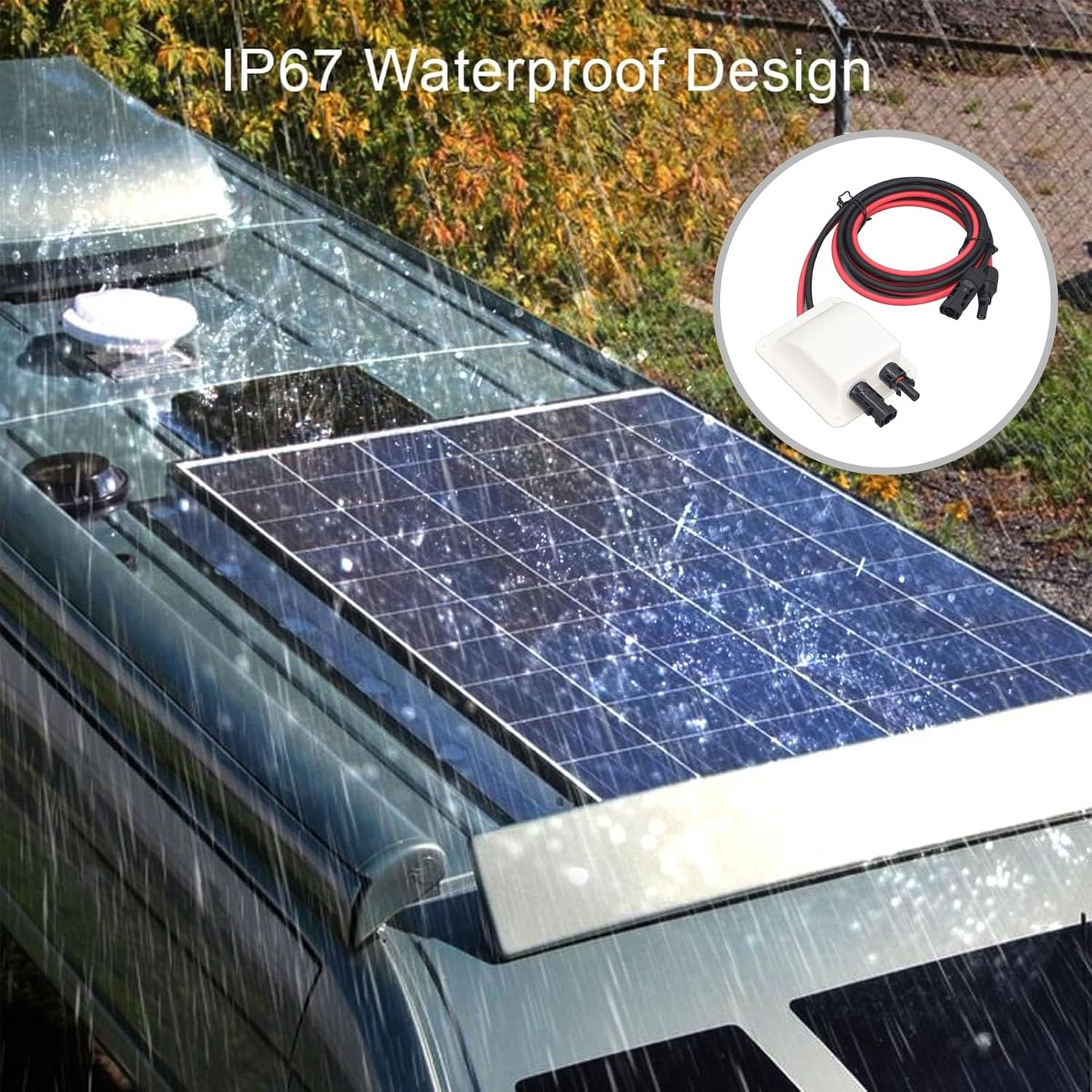 Solar Cable Entry Gland with 2M 10AWG Solar Extension Cable,Through Rv Roof Solar Entry Housing for Waterproof Solar Junction Box on Rv,Boat,Van image number 6