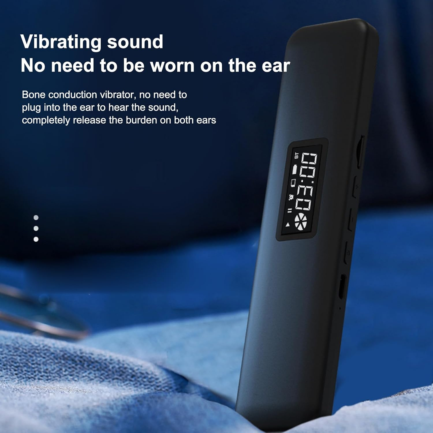 Pillow Speaker, Bone Conduction Stereo, Mini Portable Bluetooth Sleep Headphones for Deep Sleeping, Sleep Bar Pillow Speaker for Side Sleepers, Sleep Aid Speaker (Black) - Blue image number 5