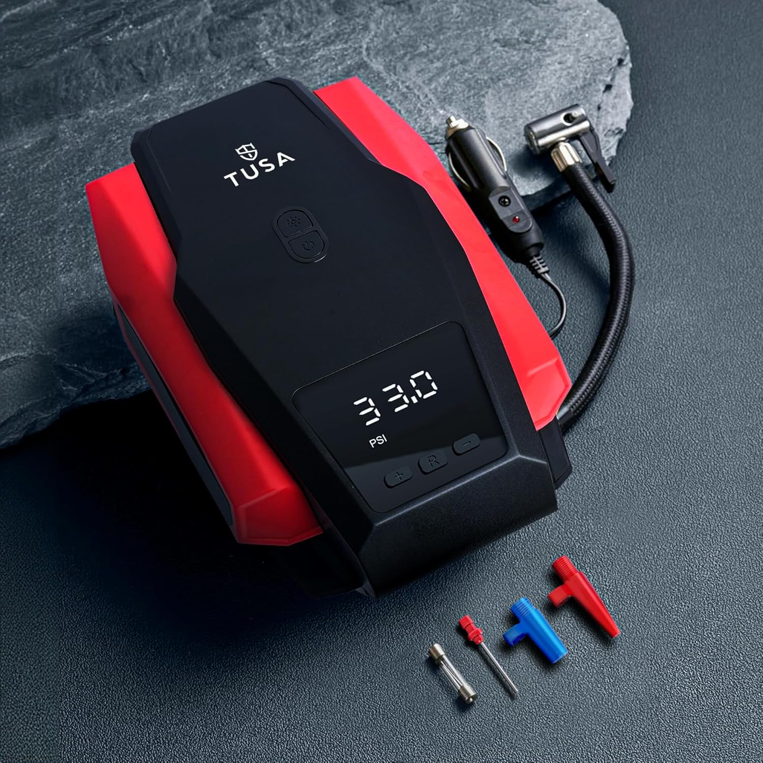 Tusa Digital Tyre Inflator for Car - 12V Dc Portable Air Compressor Pump with Led Light