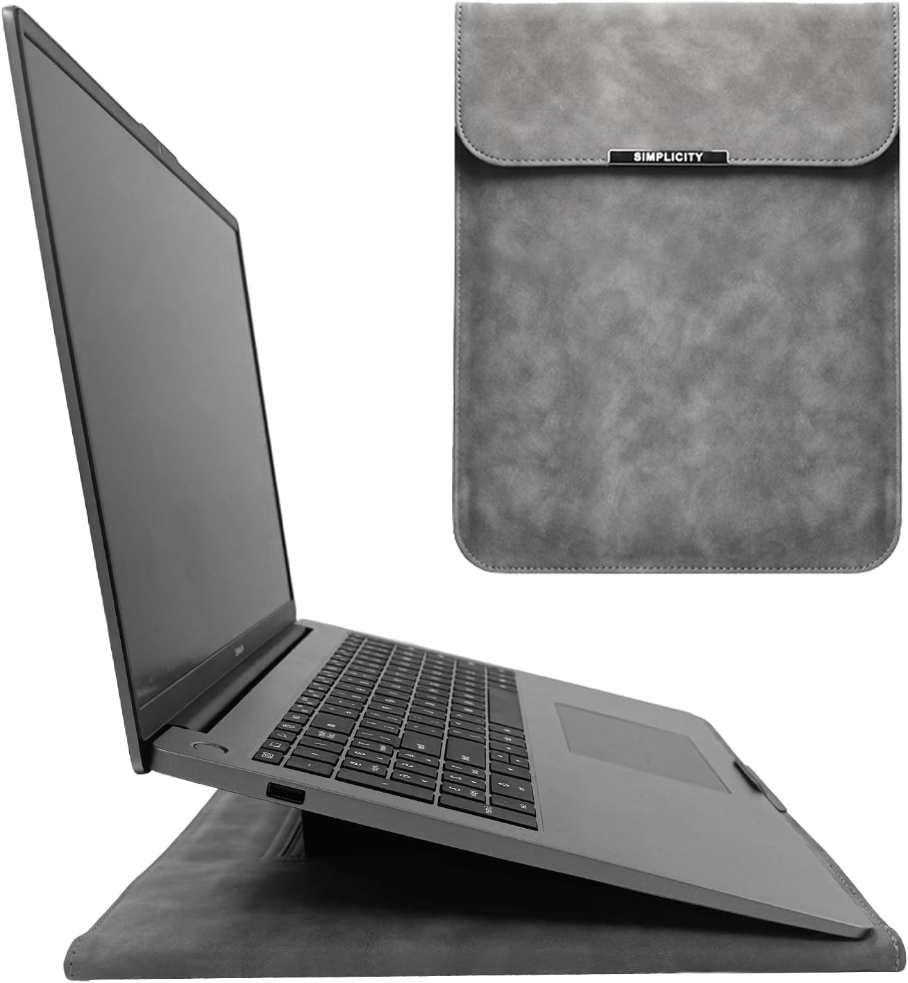 3-In-1 New Leather Laptop Sleeve Cover, with Stand Mouse Pad & Small Bag, Notebook Computer Protective Cover Slim Case for Macbook Air/Pro HP Dell ASUS Lenovo (13/14 Inch, Pink)