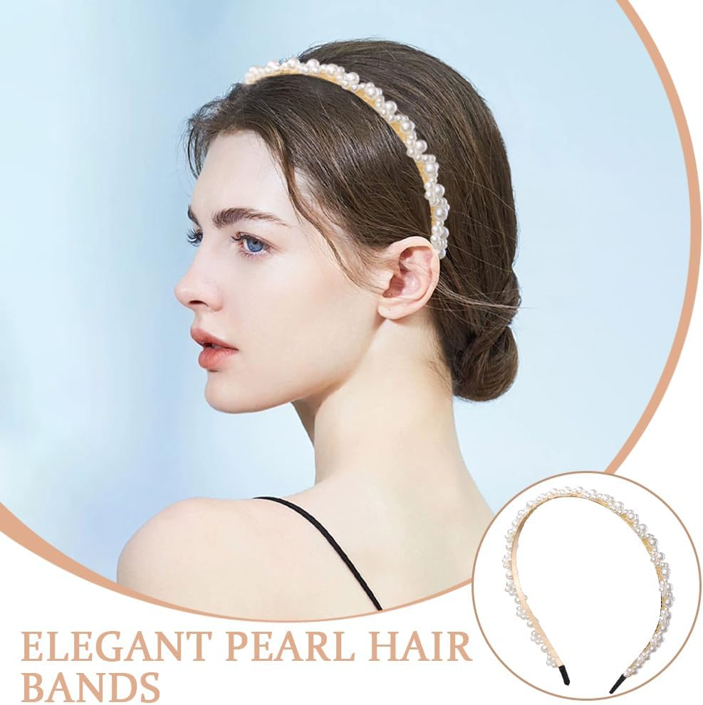 TRKETK Pack of 3 Pearl Headband White Faux Pearls Women'S Headband and Headpiece Elegant Retro Wedding Hairstyles Accessories for Wedding Birthday Party Valentine'S Day Gifts